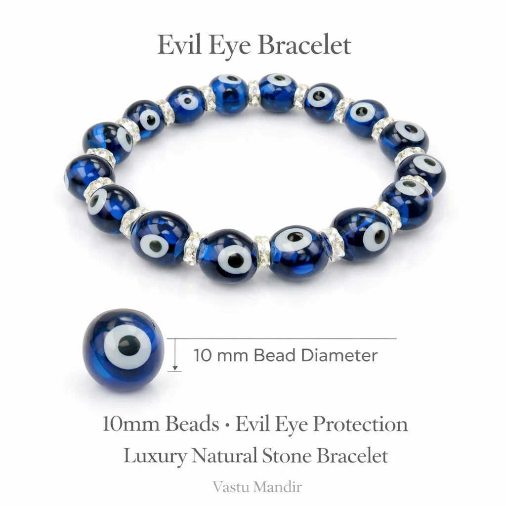 Evil Eye Protection Bracelet 10mm – Vastu Remedy to Ward Off Negativity & Bad Vibes