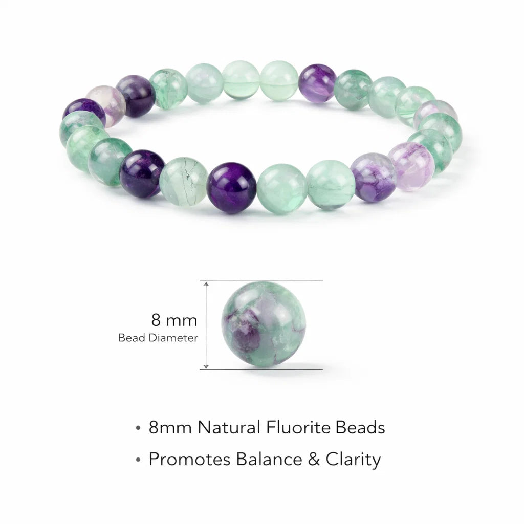 Premium Fluorite Crystal Bracelet (8mm) – Vastu Remedy for Clear Mind, Balanced Aura