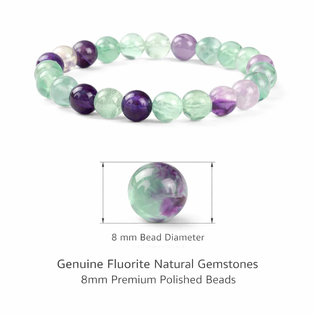 Premium Fluorite Crystal Bracelet (8mm) – Vastu Remedy for Clear Mind, Balanced Aura