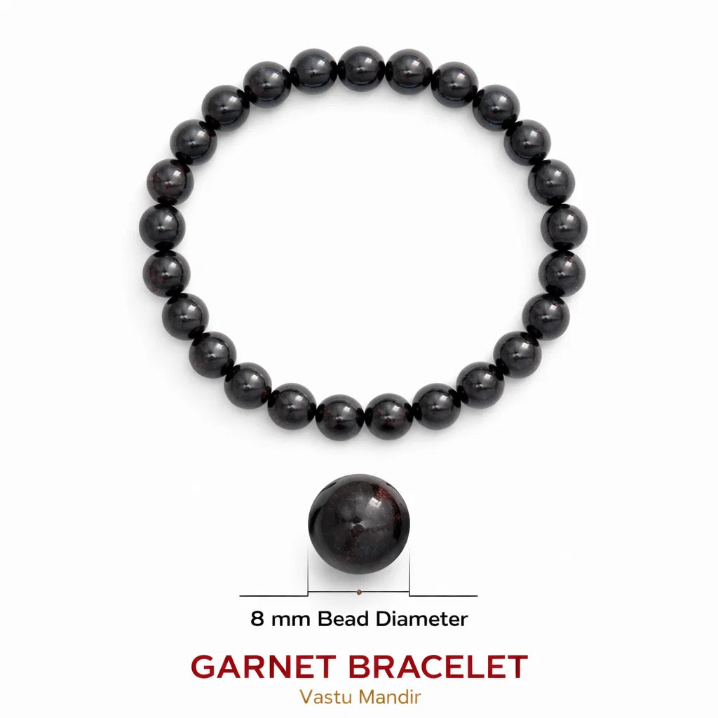 Natural Garnet Crystal Bracelet – Vastu Remedy for Vitality & Protective Strength | 8mm Beads