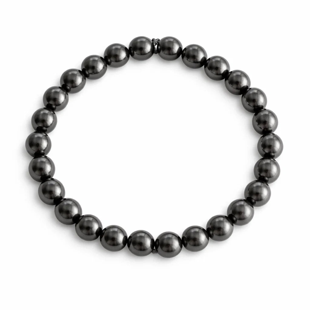 Premium Natural Hematite 8mm Bead Bracelet, Vastu Remedy for Grounding & Focus