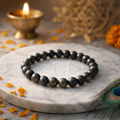 Premium Golden Sheen Obsidian 8mm Bead Bracelet, Vastu Remedy for Protection, Grounding & Willpower — Natural Black-Gold Crystal Mala