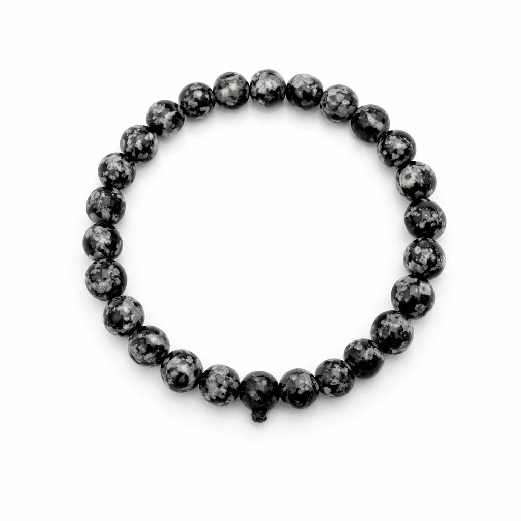 Premium Natural Snowflake Obsidian 8mm Bracelet, Vastu Remedy for Balance, Grounding & Emotional Healing