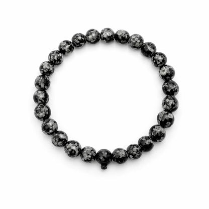 Premium Natural Snowflake Obsidian 8mm Bracelet, Vastu Remedy for Balance, Grounding & Emotional Healing