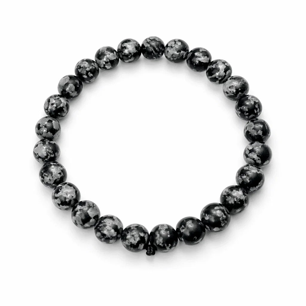 Premium Natural Snowflake Obsidian 8mm Bracelet, Vastu Remedy for Balance, Grounding & Emotional Healing