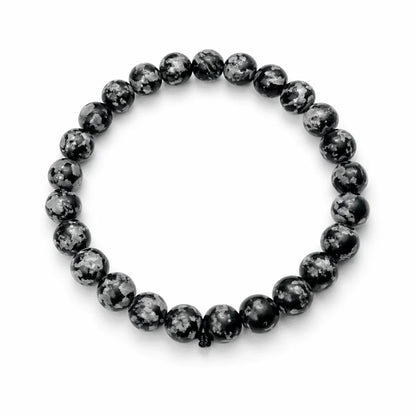 Premium Natural Snowflake Obsidian 8mm Bracelet, Vastu Remedy for Balance, Grounding & Emotional Healing