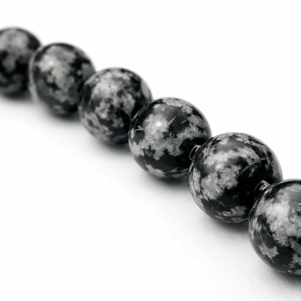 Premium Natural Snowflake Obsidian 8mm Bracelet, Vastu Remedy for Balance, Grounding & Emotional Healing