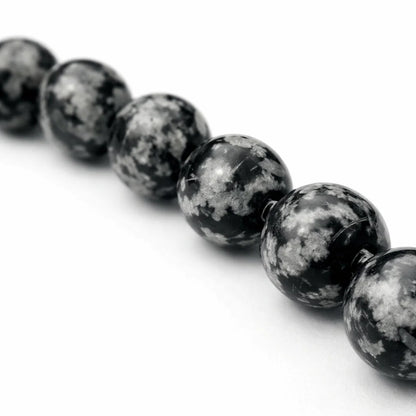 Premium Natural Snowflake Obsidian 8mm Bracelet, Vastu Remedy for Balance, Grounding & Emotional Healing