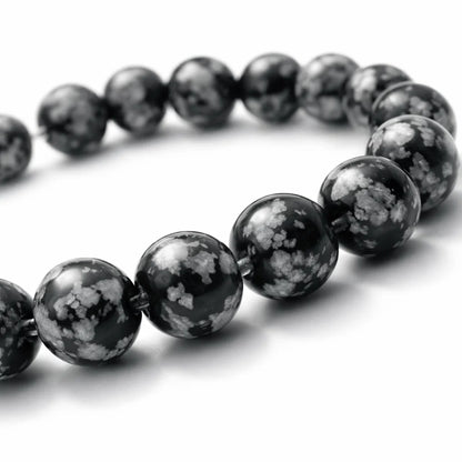 Premium Natural Snowflake Obsidian 8mm Bracelet, Vastu Remedy for Balance, Grounding & Emotional Healing