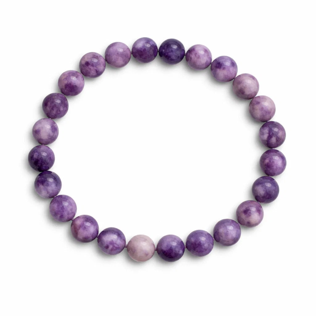 Premium Natural Lepidolite 8mm Bracelet, Vastu Remedy for Anxiety Relief, Emotional Balance & Peace