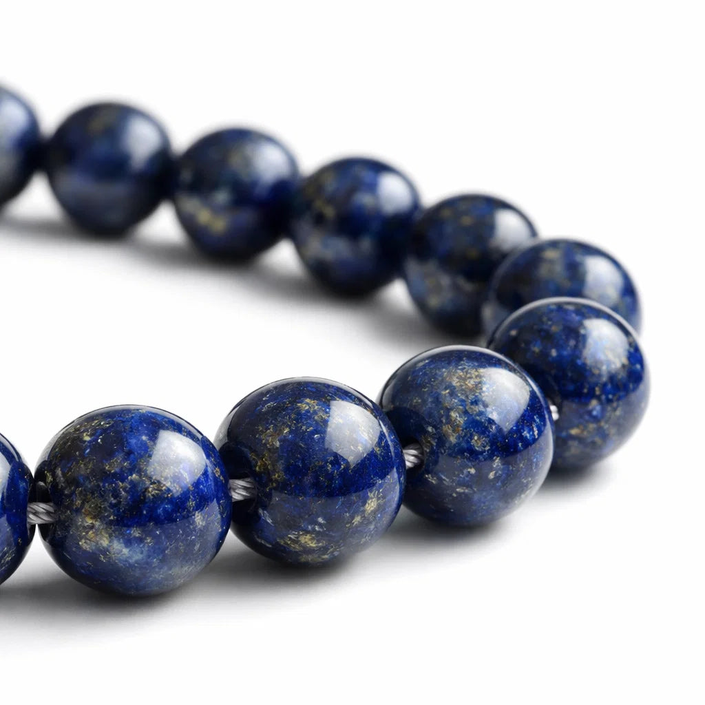 Pure Natural Lapis Lazuli Mala Bracelet (8mm), Vastu Remedy for Mental Clarity, Confidence & Spiritual Growth