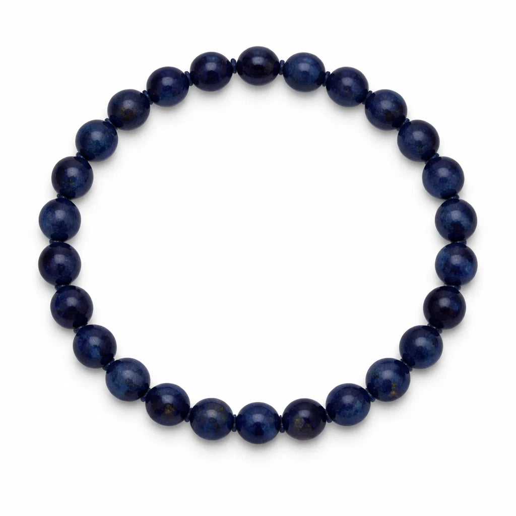 Pure Natural Lapis Lazuli Mala Bracelet (8mm), Vastu Remedy for Mental Clarity, Confidence & Spiritual Growth