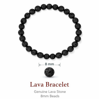 Pure Natural Volcanic Lava Mala Bracelet (8mm), Vastu Remedy for Rebirth, Energy & Emotional Balance