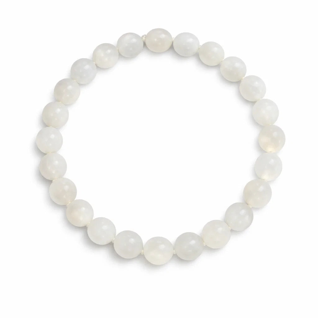 Premium Natural White Moonstone 8mm Bracelet for Intuition, New Beginnings & Feminine Energy