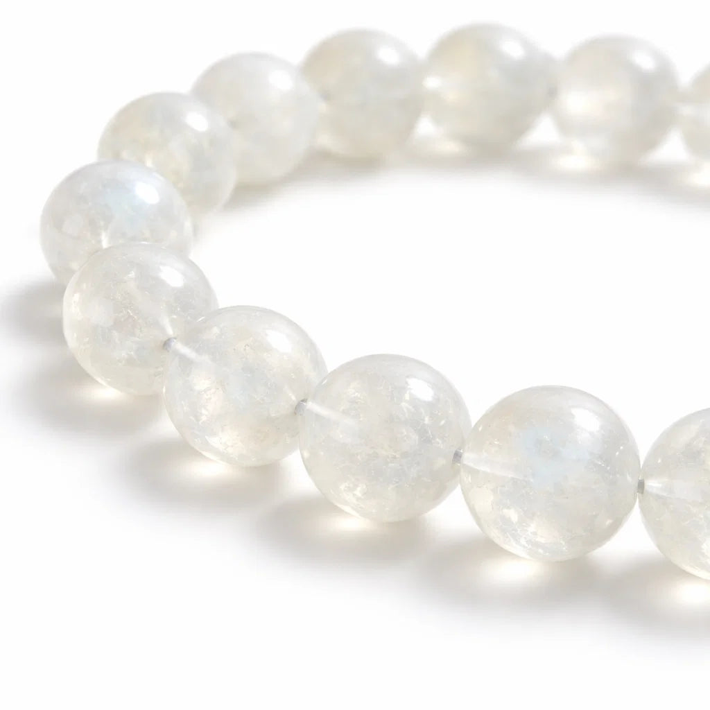 Premium Natural White Moonstone 8mm Bracelet for Intuition, New Beginnings & Feminine Energy