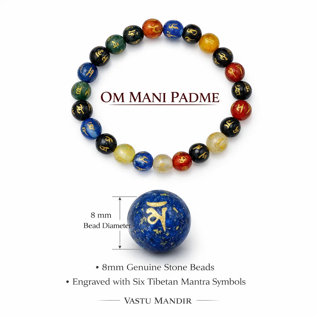 Om Mani Padme Bracelet - 100% Pure Crystal Stone Bracelet with Premium Look for Vastu Remedy