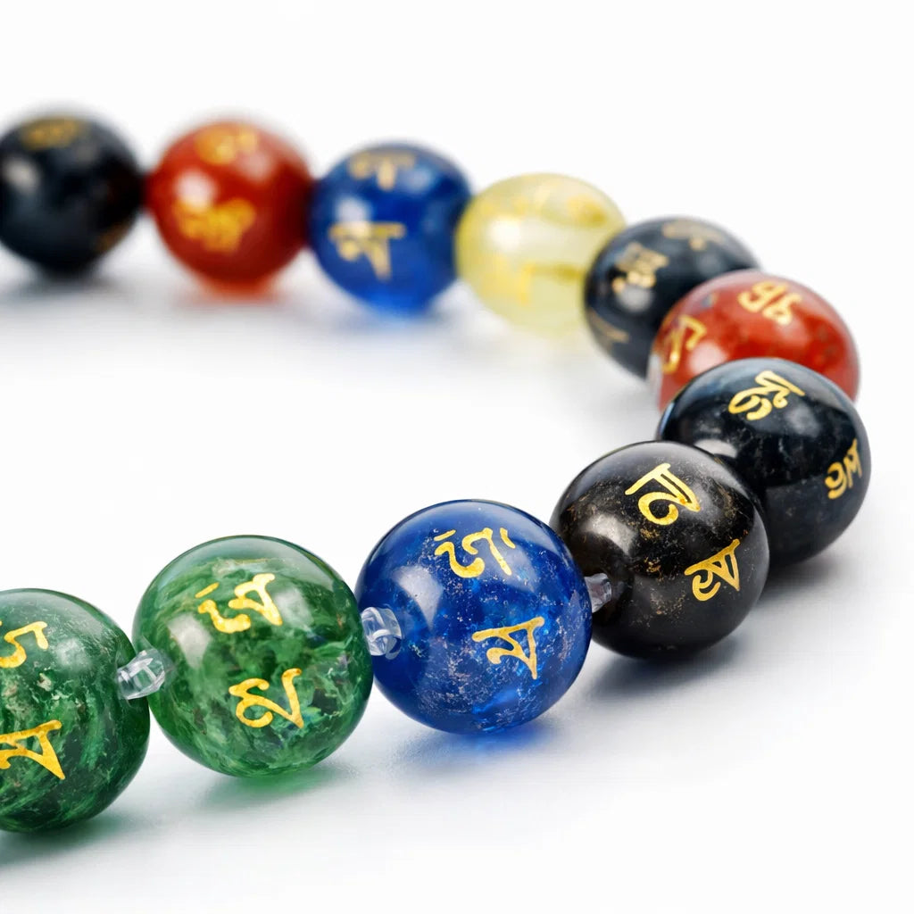 Om Mani Padme Bracelet - 100% Pure Crystal Stone Bracelet with Premium Look for Vastu Remedy