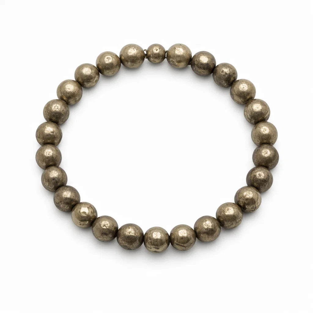 Premium Natural Pyrite 8mm Bead Bracelet, Vastu Remedy for Prosperity & Protection