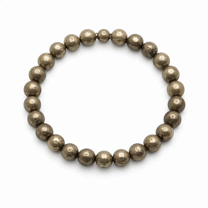 Premium Natural Pyrite 8mm Bead Bracelet, Vastu Remedy for Prosperity & Protection