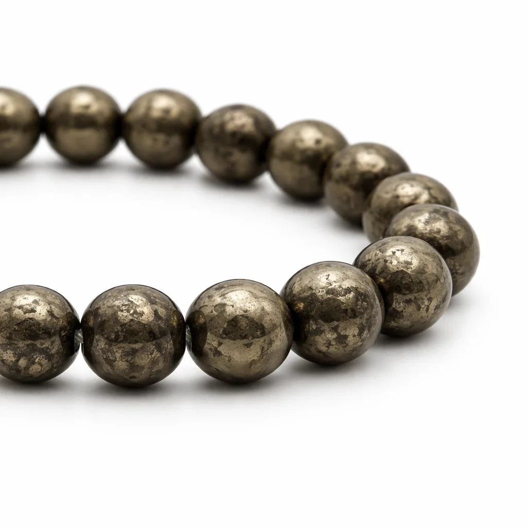 Premium Natural Pyrite 8mm Bead Bracelet, Vastu Remedy for Prosperity & Protection