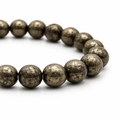 Premium Natural Pyrite 8mm Bead Bracelet, Vastu Remedy for Prosperity & Protection