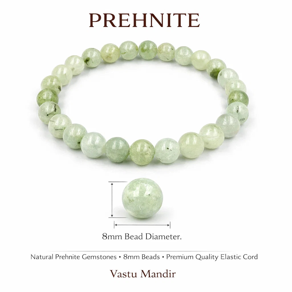 Prehnite Crystal Bracelet 8mm - 100% Pure Crystal Stone Bracelet with Premium Look | Vastu Remedy for Positivity