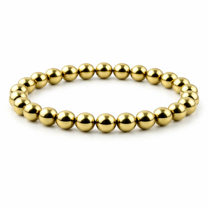 Premium Golden Pyrite 8mm Bead Bracelet, Vastu Remedy for Wealth Attraction, Prosperity & Solar Plexus Chakra — Natural Fools Gold Crystal Mala