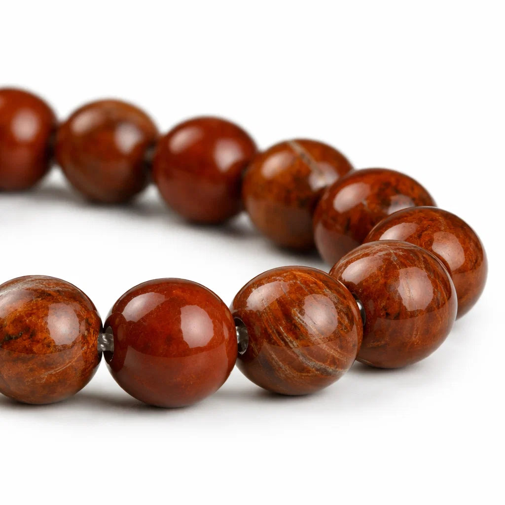Natural Red Jasper Crystal Bracelet – Vastu Remedy for Grounding & Root Chakra | 8mm Beads