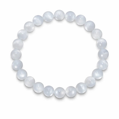 Premium Natural Selenite 8mm Bracelet for Vastu Remedy, Aura Cleansing, Spiritual Growth & Crown Chakra