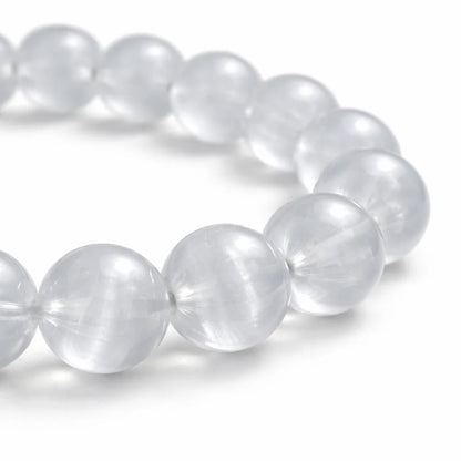 Premium Natural Selenite 8mm Bracelet for Vastu Remedy, Aura Cleansing, Spiritual Growth & Crown Chakra