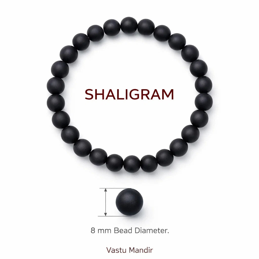 Premium Natural Shaligram 8mm Bracelet, Vastu Remedy for Divine Protection, Prosperity & Lord Vishnu Blessings