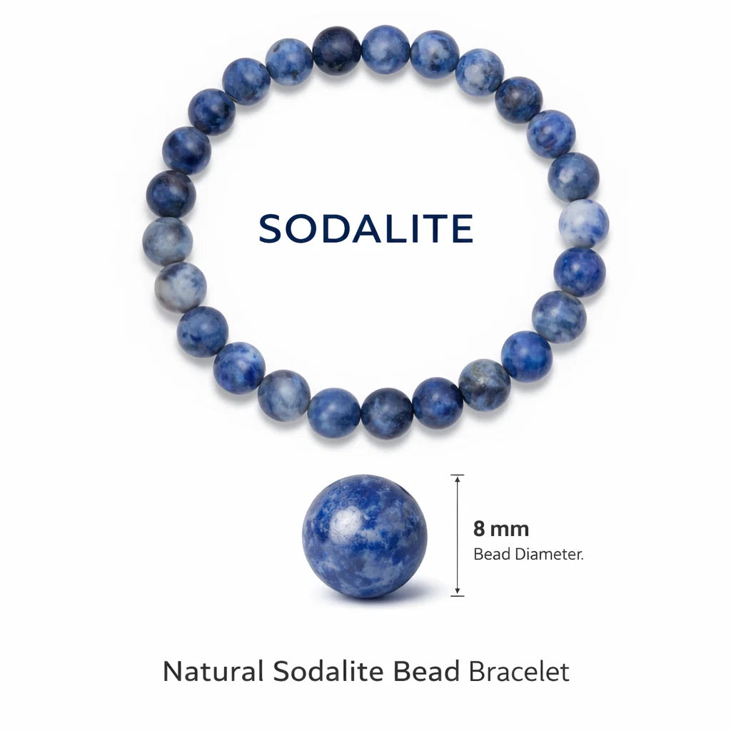 Natural Sodalite Crystal Bracelet – Vastu Remedy for Communication & Logical Clarity | 8mm Beads