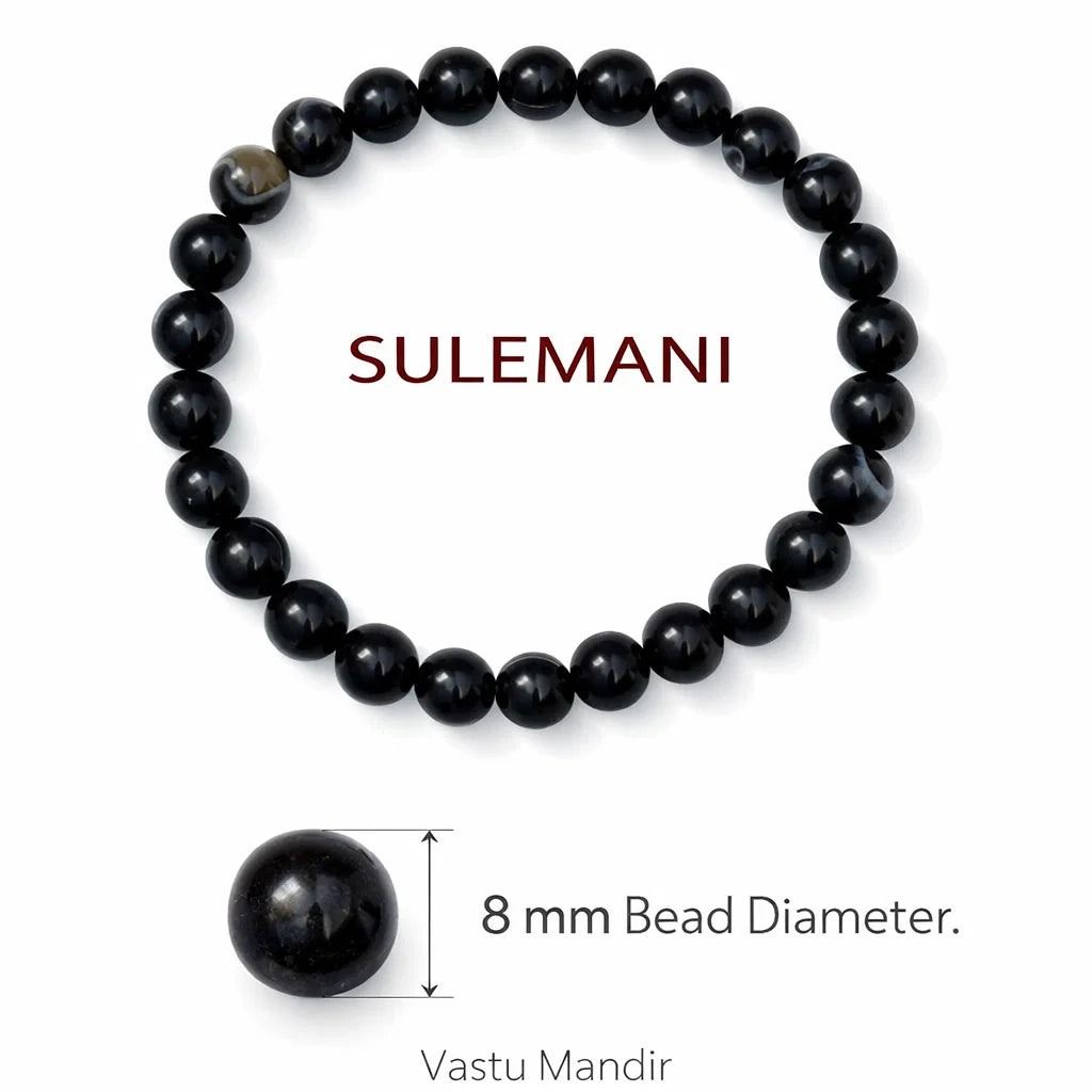 Natural Sulemani Hakik Crystal Bracelet – Vastu Remedy for Protection & Negative Energy Shield | 8mm Beads