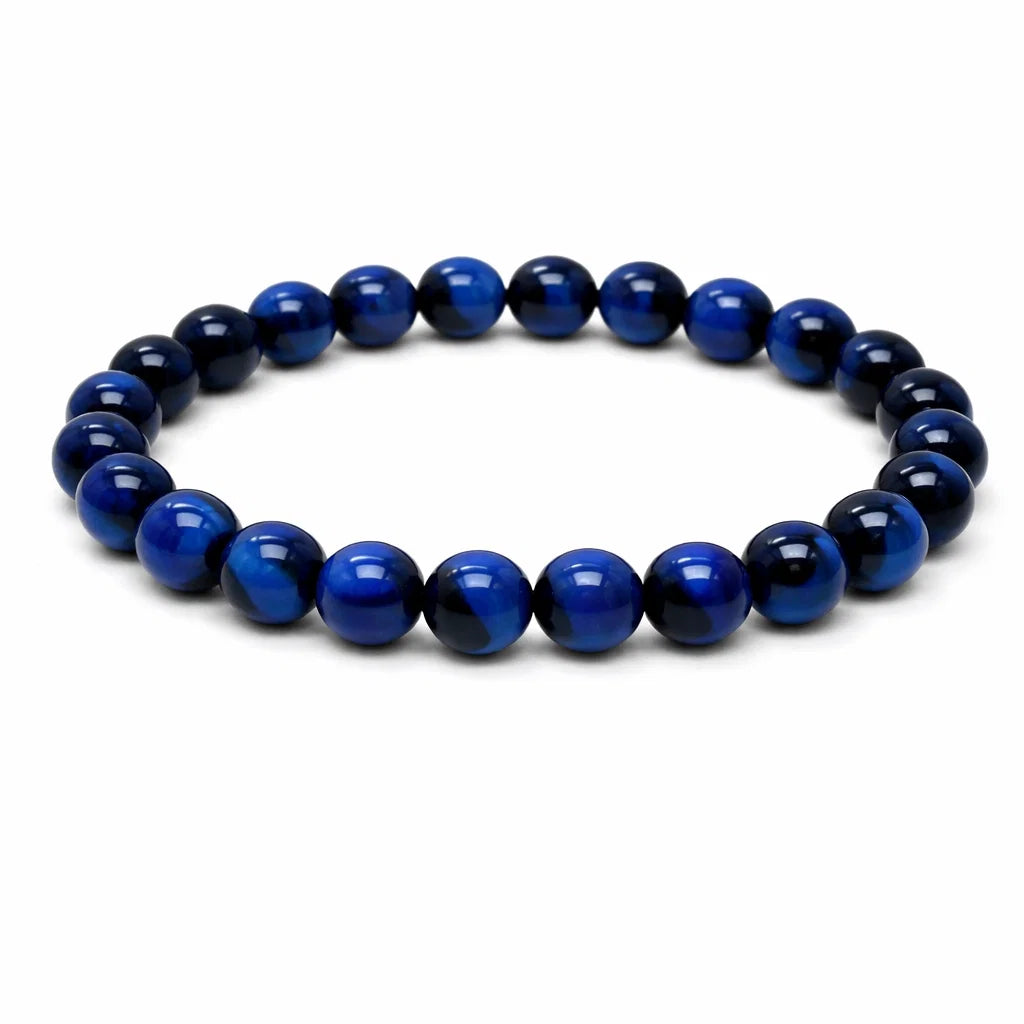 Natural Blue Tiger Eye Crystal Bracelet – Vastu Remedy for Focus & Intuitive Insight | 8mm Beads
