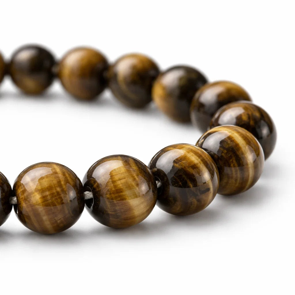 Natural Tiger Eye Bracelet 8mm Beads for Vastu Remedy, Solar Plexus Chakra & Protection