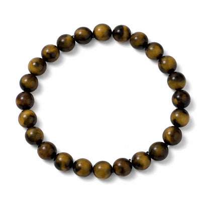 Natural Tiger Eye Bracelet 8mm Beads for Vastu Remedy, Solar Plexus Chakra & Protection