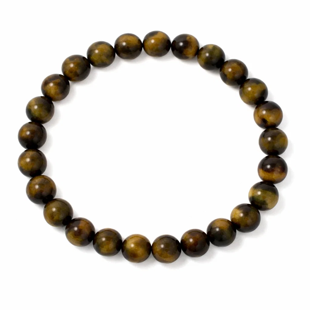 Natural Tiger Eye Bracelet 8mm Beads for Vastu Remedy, Solar Plexus Chakra & Protection