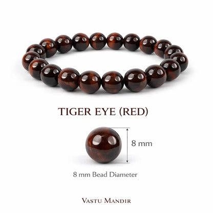 Premium Natural Red Tiger Eye Bracelet 8mm Beads – Vastu Remedy for Strength & Grounding