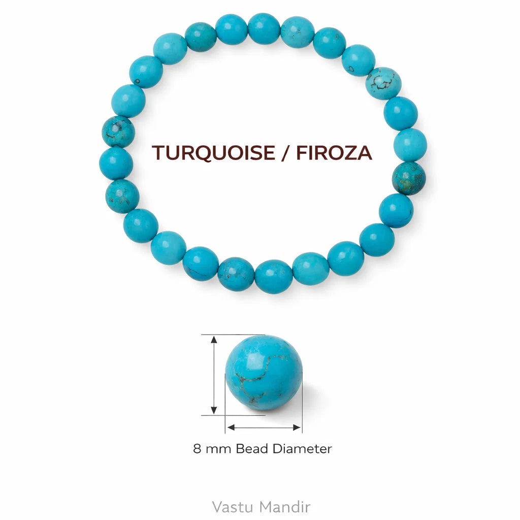 Firoza Turquoise Crystal Bracelet — Premium Vastu Remedy Stone of Protection for Good Luck & Prosperity