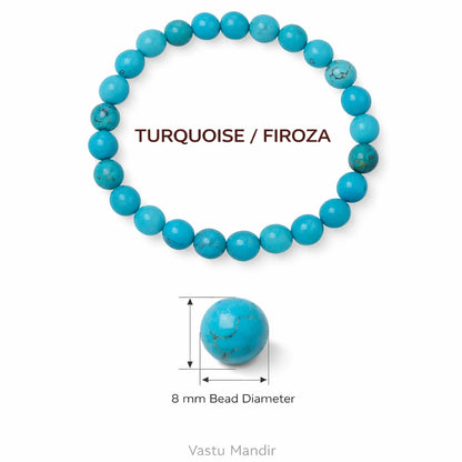 Firoza Turquoise Crystal Bracelet — Premium Vastu Remedy Stone of Protection for Good Luck & Prosperity