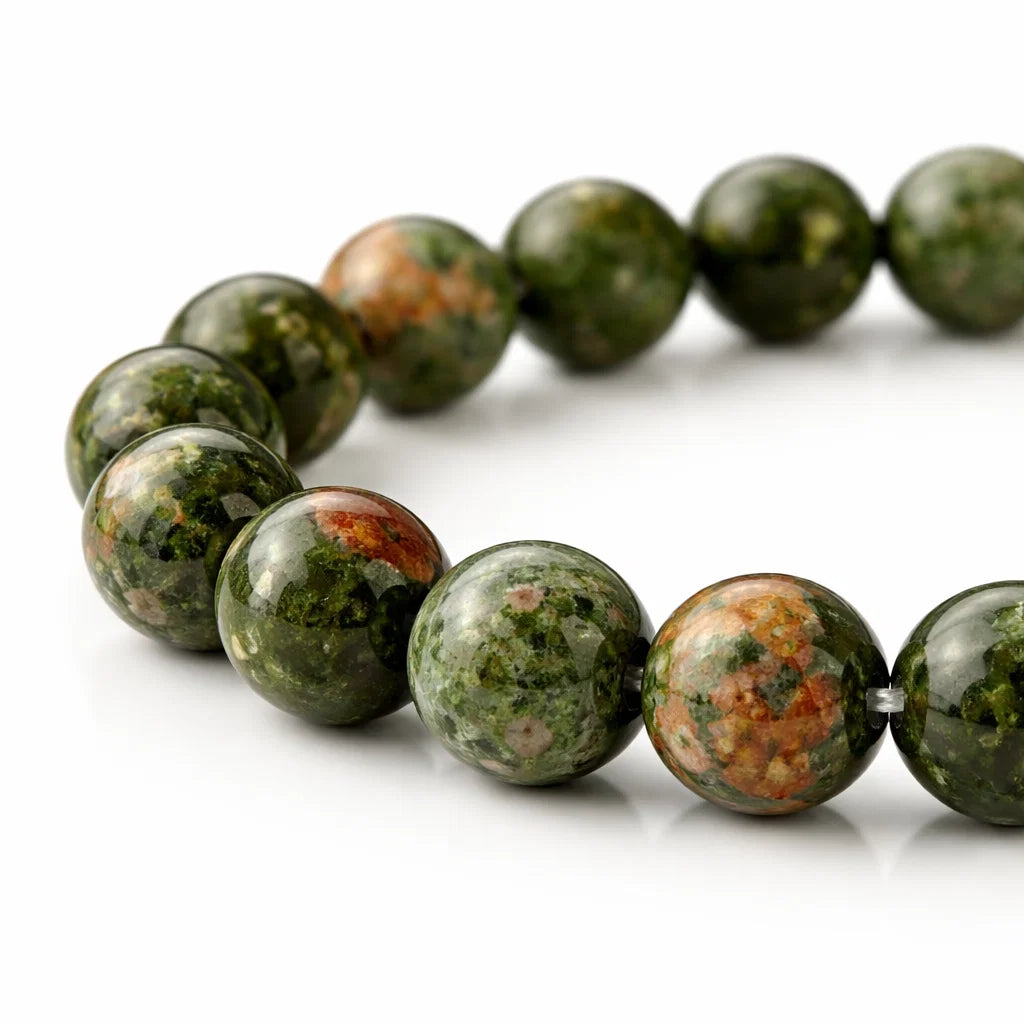 Natural Unakite Crystal Bracelet – Vastu Remedy for Emotional Balance & Personal Growth | 8mm Beads