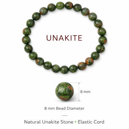 Natural Unakite Crystal Bracelet – Vastu Remedy for Emotional Balance & Personal Growth | 8mm Beads