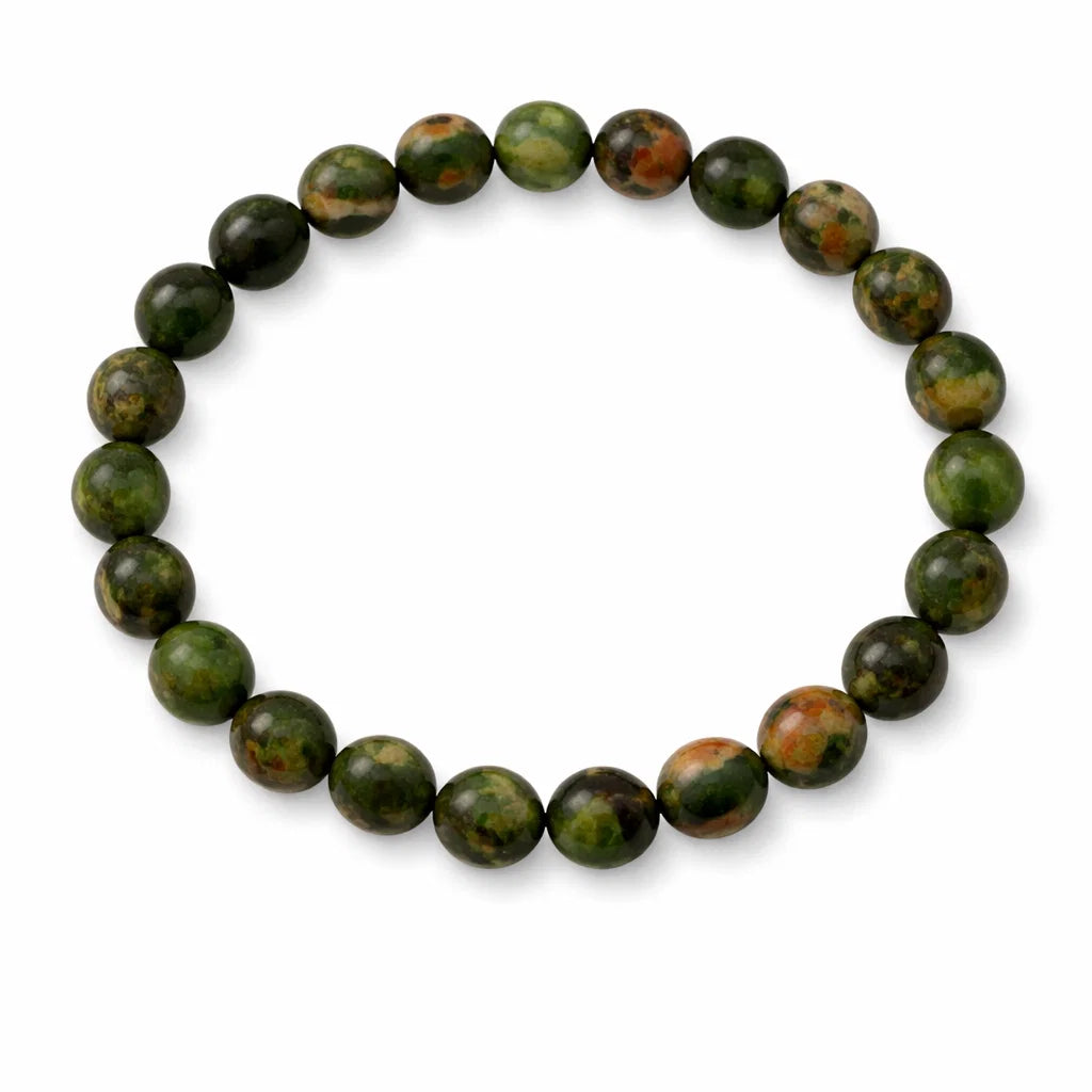 Natural Unakite Crystal Bracelet – Vastu Remedy for Emotional Balance & Personal Growth | 8mm Beads