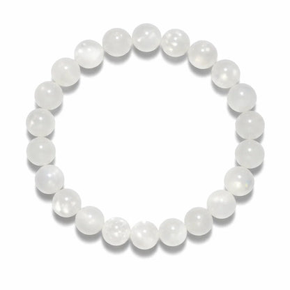 Premium Natural White Rainbow Moonstone 8mm Bead Bracelet – Vastu Remedy for Calm, Clarity & Protection