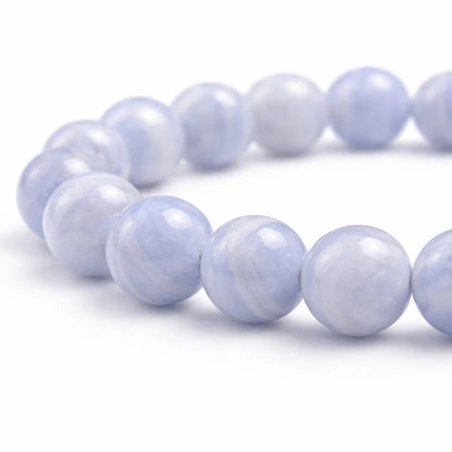 Blue Lace Agate Crystal Bracelet – Vastu Remedy for Throat Chakra with Banded Agate | 8mm Beads