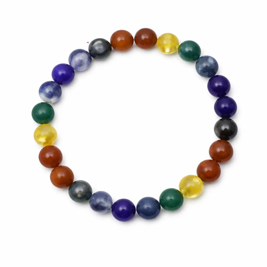 Multicolor Agate Crystal Bracelet – Vastu Remedy for Chakra Protection with Rainbow Agate | 8mm Beads