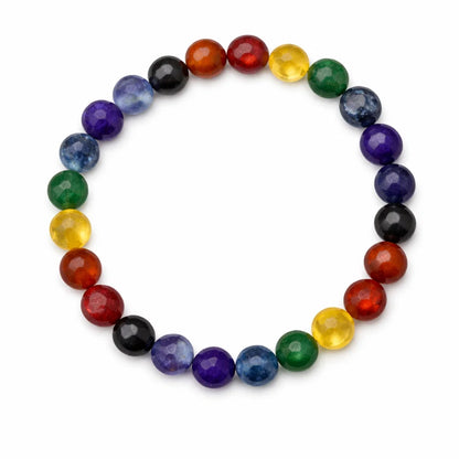 Multicolor Agate Crystal Bracelet – Vastu Remedy for Chakra Protection with Rainbow Agate | 8mm Beads