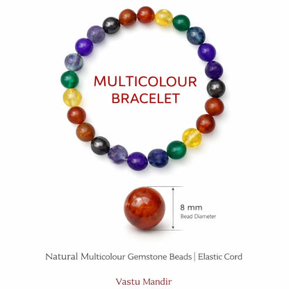 Multicolor Agate Crystal Bracelet – Vastu Remedy for Chakra Protection with Rainbow Agate | 8mm Beads