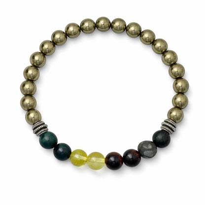 Pyrite Multi-Stone Bracelet – Vastu Remedy for Business Success & Financial Growth | 8mm Beads