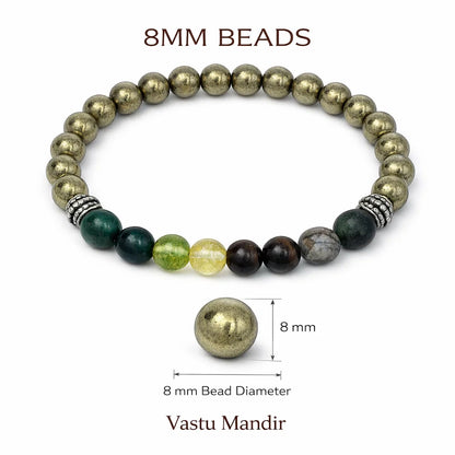 Pyrite Multi-Stone Bracelet – Vastu Remedy for Business Success & Financial Growth | 8mm Beads